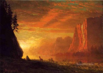 Ciervo al atardecer Montaña Albert Bierstadt Pinturas al óleo